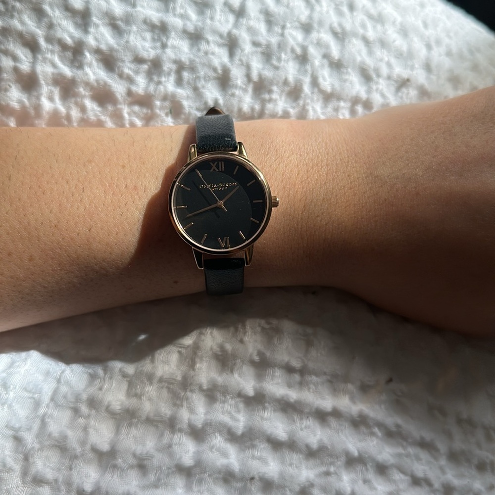 Olivia Burton Women’s Watch - Black Leather Strap and Gold
